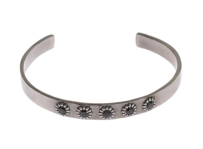 Black Crystal 925 Silver Bangle Bracelet - Nialaya - BlueBird Crown