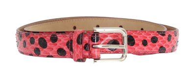 Pink Polka Snakeskin Silver Buckle Belt - Dolce & Gabbana - BlueBird Crown